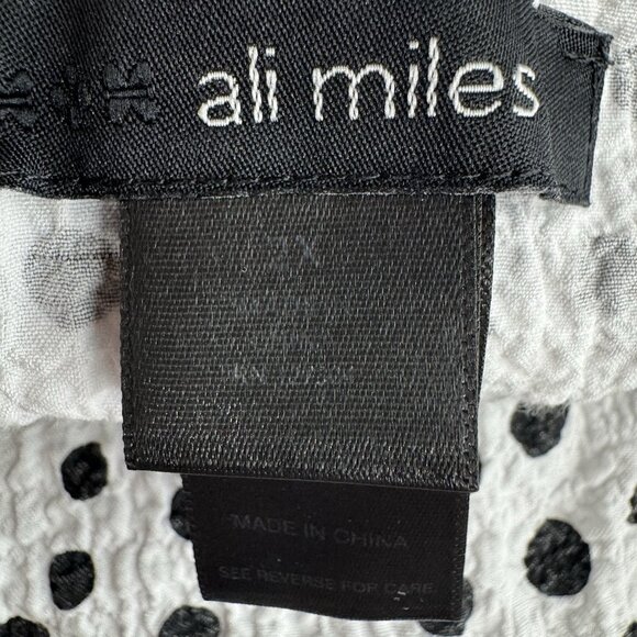 Ali Miles Womens 2X Top Black White Abstract Print‎ Lagenlook Button Artsy Bozy - Picture 7 of 10